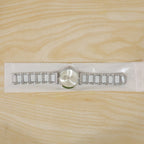 Silver Round Shape Dial Watch with White Metal Strap Design for Women