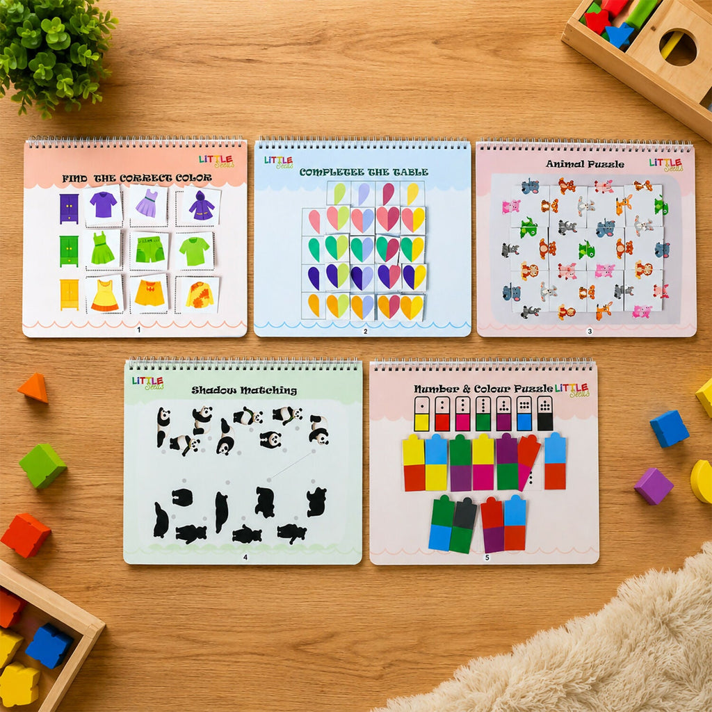 ALVENZA Skill Building Activity Book for Kids – Reusable Velcro Cards for Ages 4+
