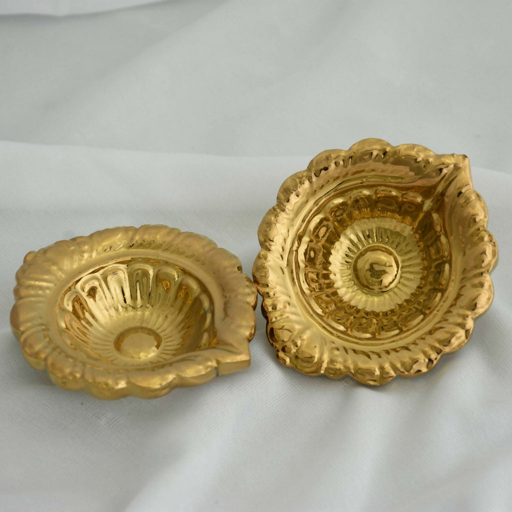 Decorative Ceramic Diya – Elegant Gold PVD Finish for Festive Decor