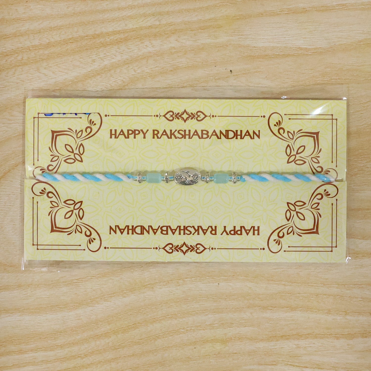 ALVENZA Blue Silver Stone Rakhi with Elegant Bracelet Style and Premium Festive Shine