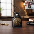 ALVENZA Leather Finish Metal Star Emblem Keychain – Durable & Stylish