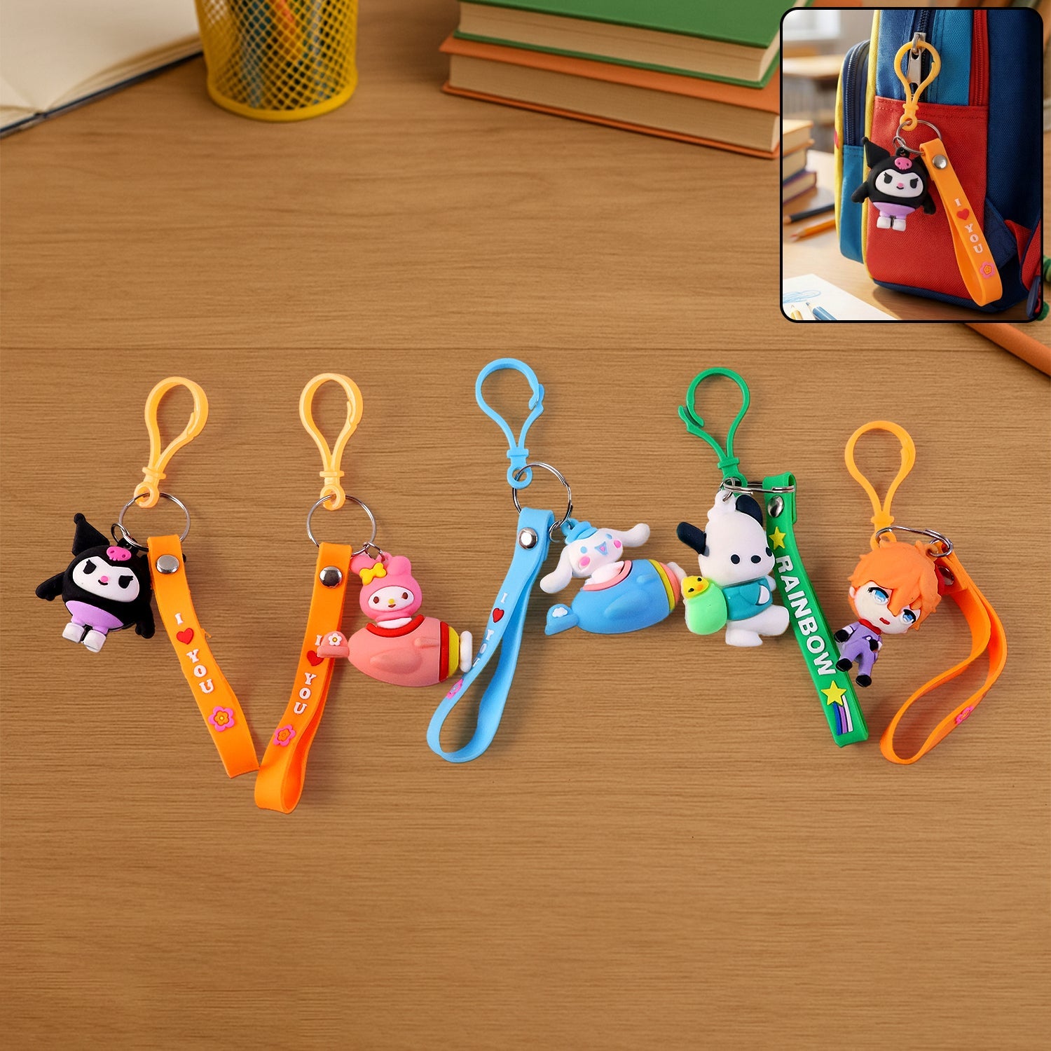 ALVENZA Cartoon Character Bag Charm Keychain – Cute Clip-On Accessory