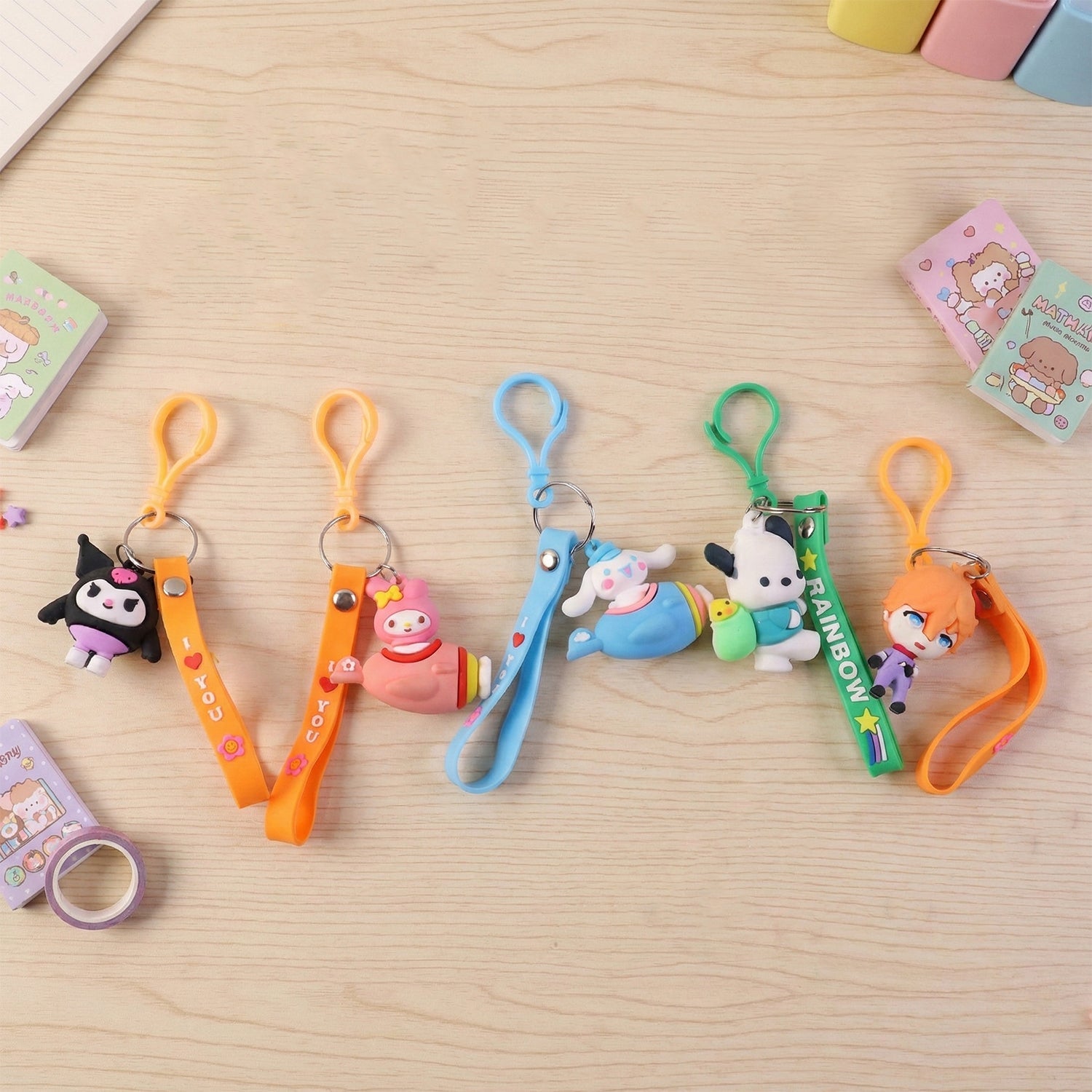 ALVENZA Cartoon Character Bag Charm Keychain – Cute Clip-On Accessory