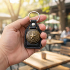 ALVENZA Leather Finish Metal Star Emblem Keychain – Durable & Stylish