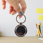 ALVENZA Round Metal Keychain – Durable Chrome Finish with Black Center