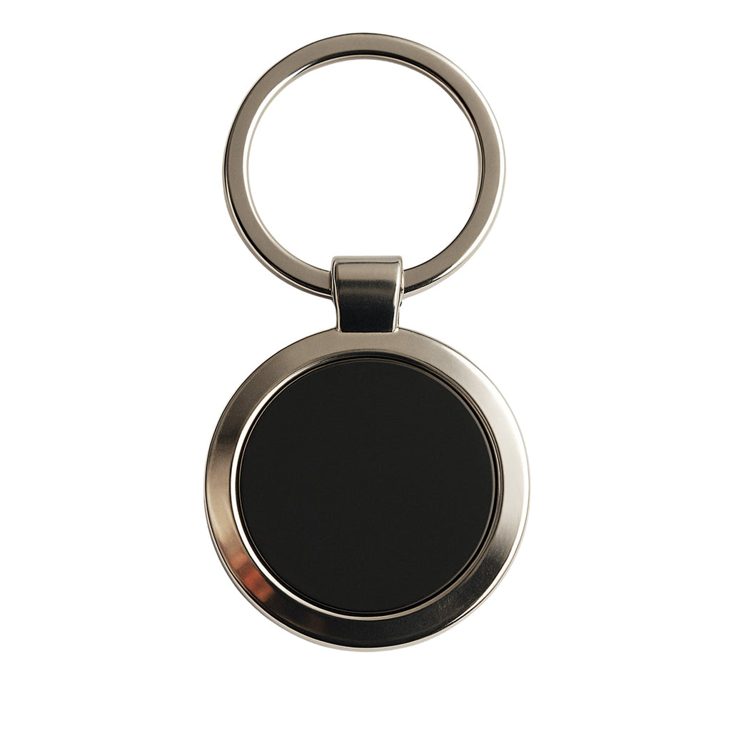 ALVENZA Round Metal Keychain – Durable Chrome Finish with Black Center