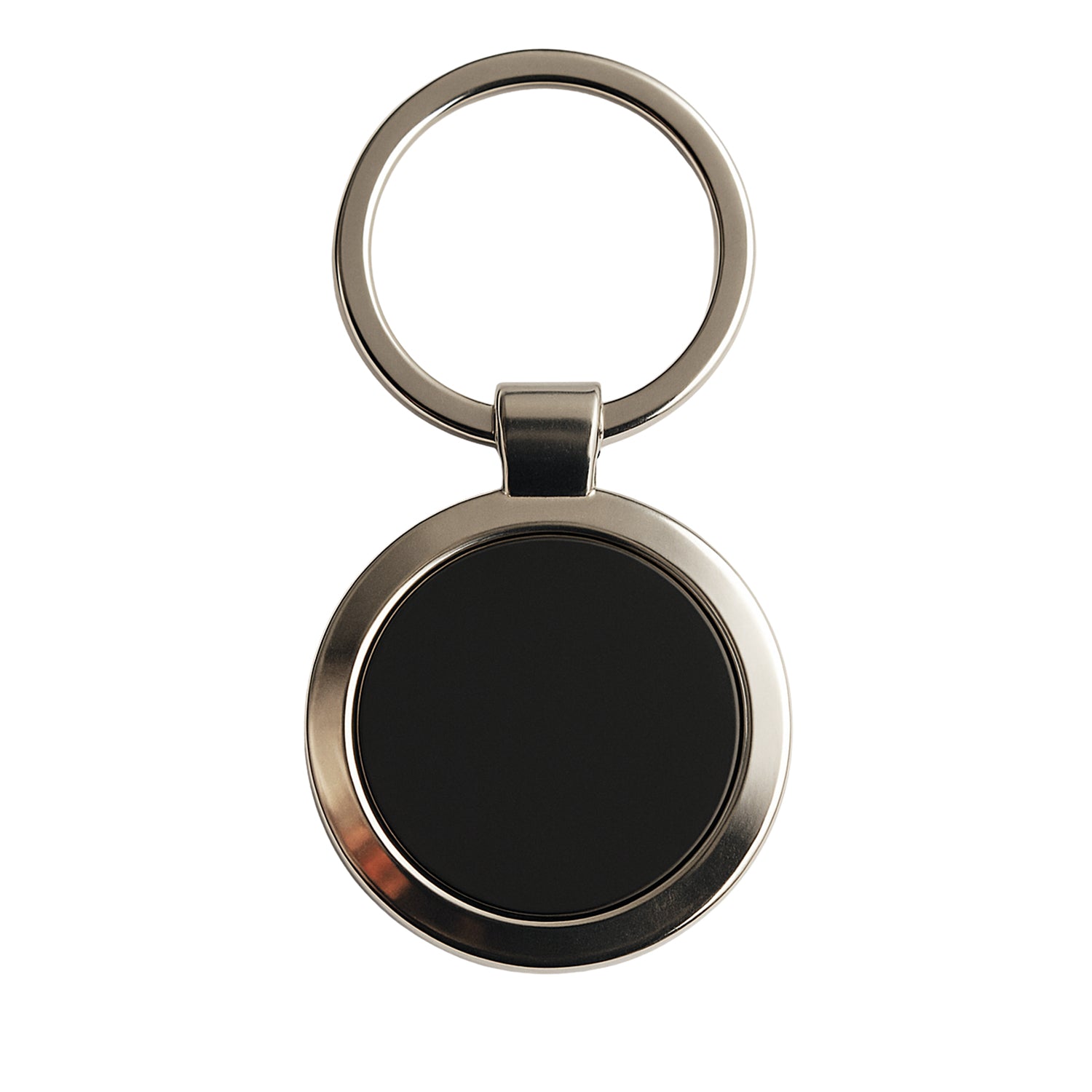 ALVENZA Round Metal Keychain – Durable Chrome Finish with Black Center