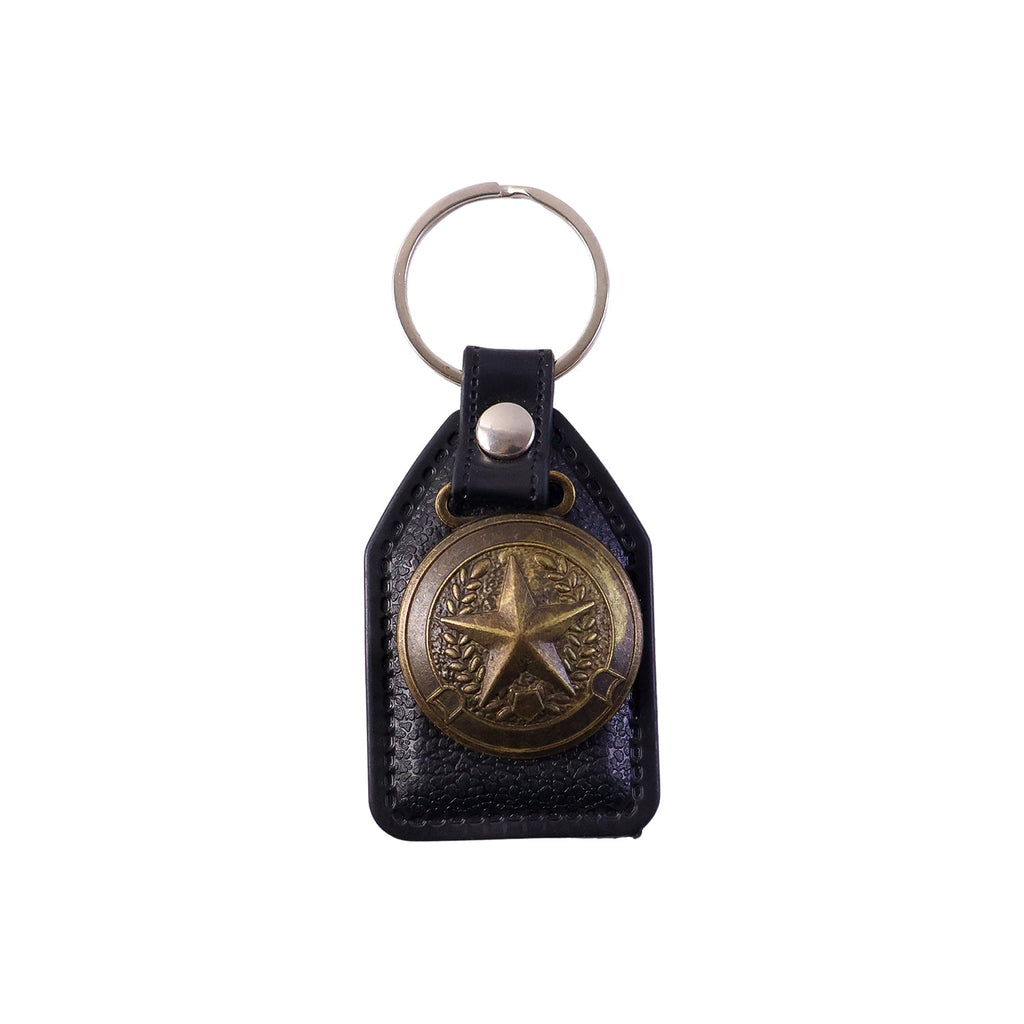 ALVENZA Leather Finish Metal Star Emblem Keychain – Durable & Stylish