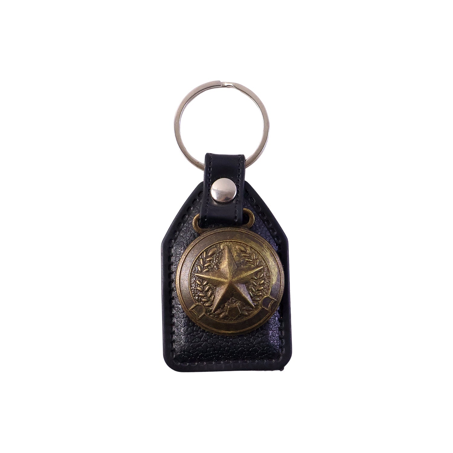 ALVENZA Leather Finish Metal Star Emblem Keychain – Durable & Stylish