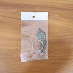 ALVENZA Mor Pankh Peacock Feather Keychain – Elegant Crystal Accent