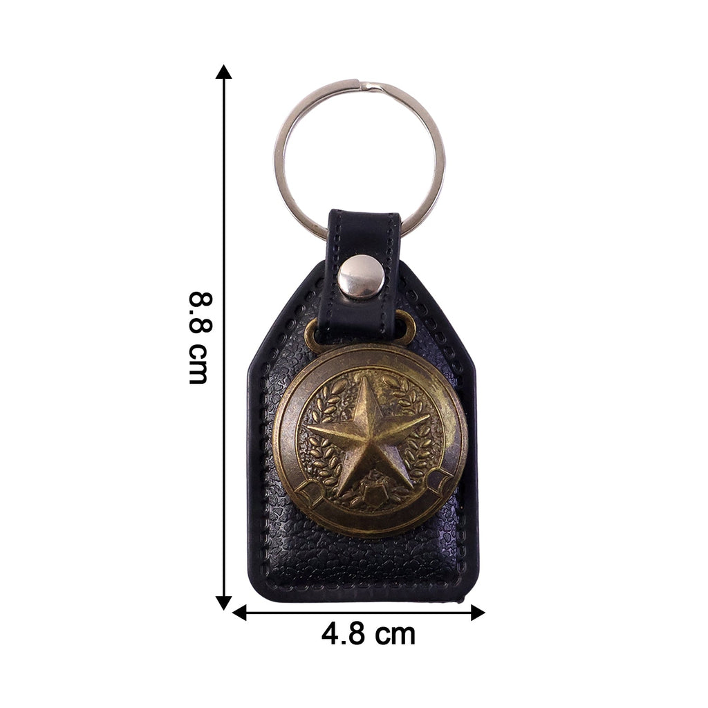 ALVENZA Leather Finish Metal Star Emblem Keychain – Durable & Stylish