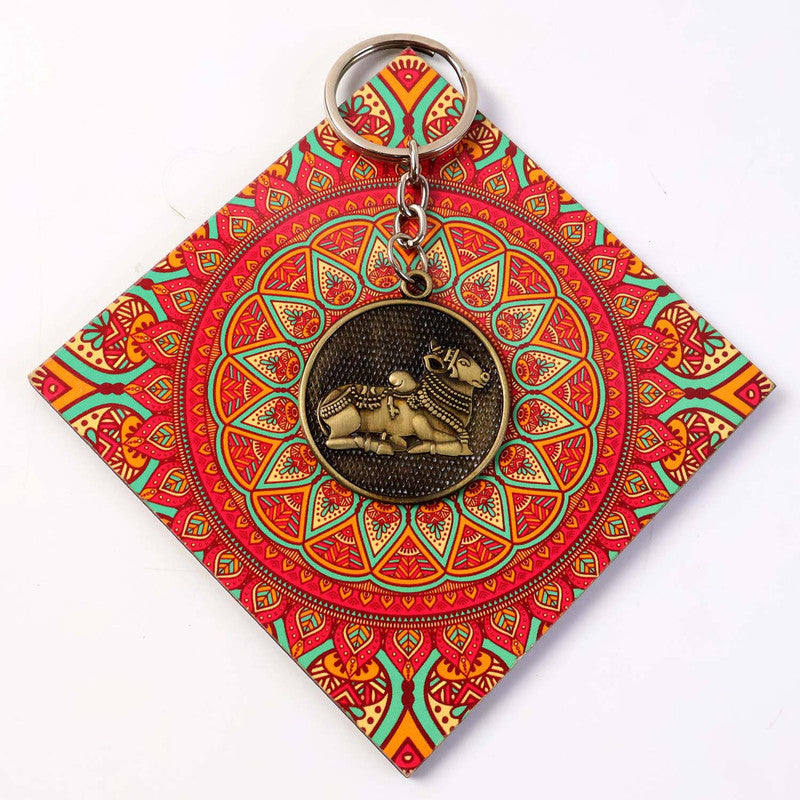 ALVENZA Nandi Bull Keychain – Antique Shivling & Om Engraved Spiritual Ring