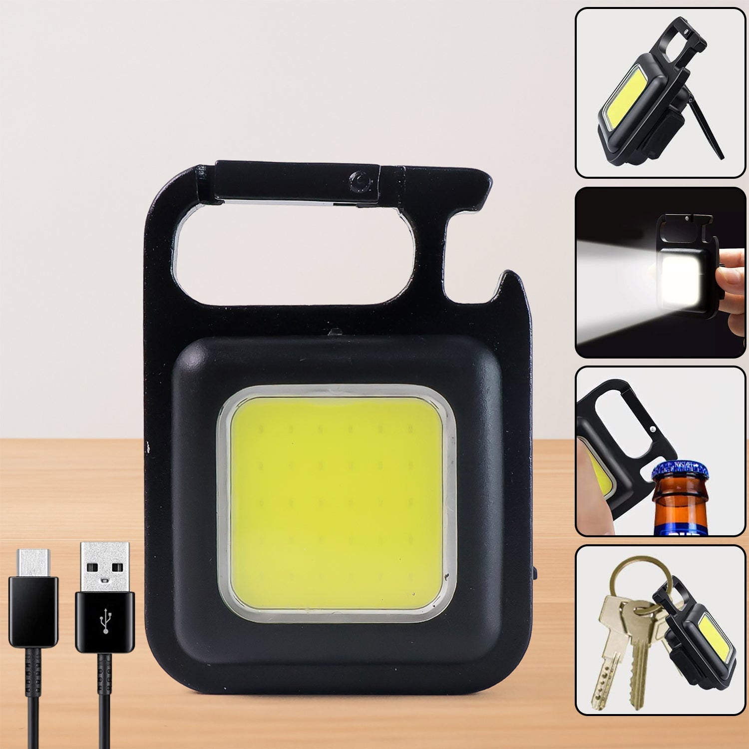 ALVENZA Rechargeable Keychain Flashlight – 4 Light Modes, Magnetic Base, COB light, | Vastate