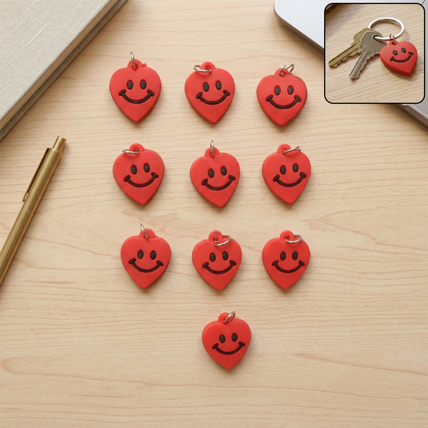 ALVENZA Heart-Shaped Smile Keychains – Vibrant & Durable Accessory Set