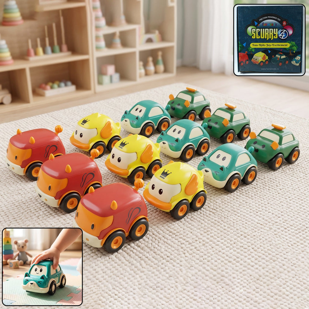 ALVENZA Toddler Toy Cars Set – 12-Piece Colorful Pull Back Vehicles