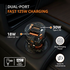 ALVENZA Car Charger Fast Charging – 125W Dual Port with Type-C & USB
