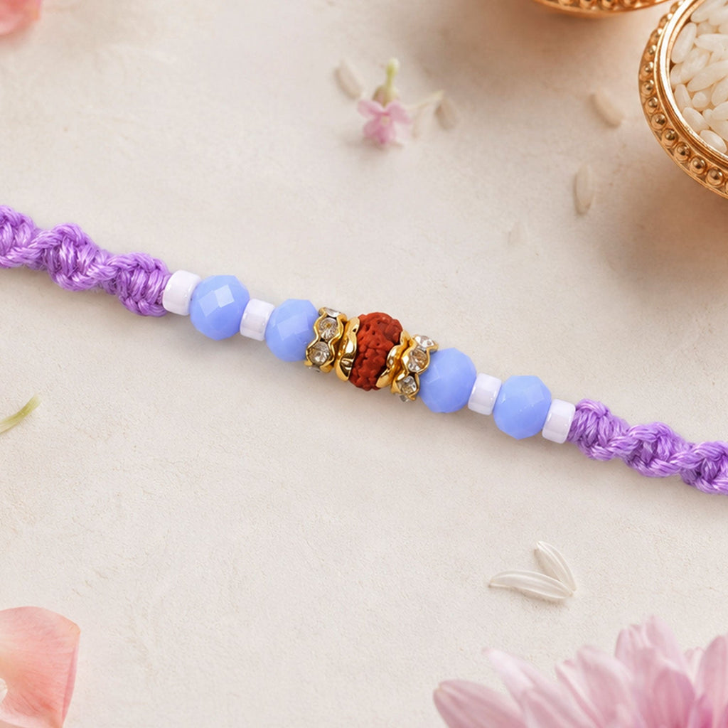 ALVENZA Sparkling Pearl Stone Rakhi with Colorful Thread and Premium Festive Beauty