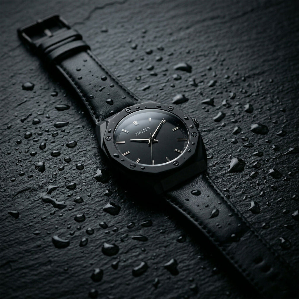 Men's Octagonal Watch – Stylish Black Leather Strap Timepiece