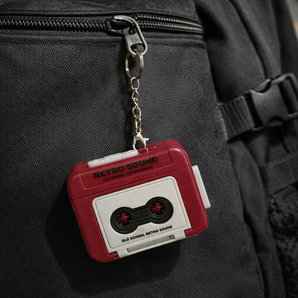 ALVENZA Retro Cassette Tape Sound Keychain – Nostalgic Click Button Design