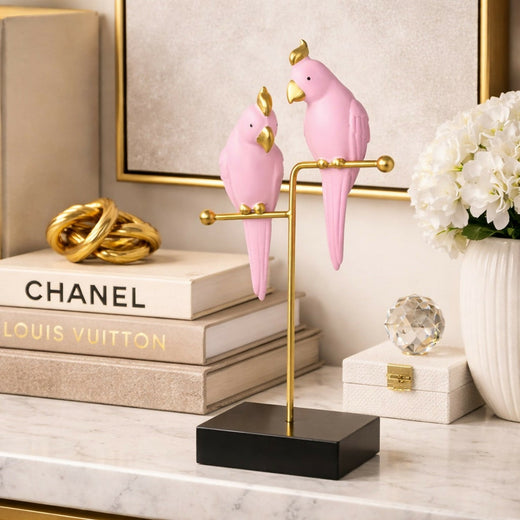 ALVENZA Pink Love Birds Resin Showpiece – Elegant Home Décor Accent