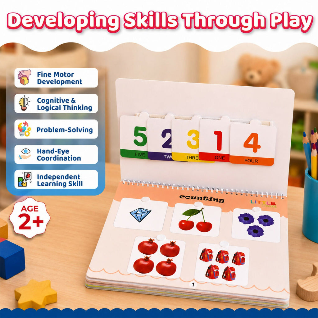 ALVENZA Learning Numbers Activity Book – Engaging Velcro Hands-On Kids Tool