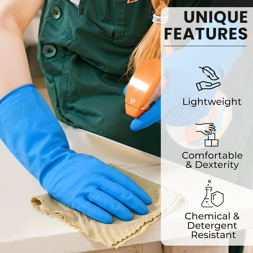 Waterproof Rubber Cleaning Gloves Durable & Reusable Kitchen Gloves - Detail View 8