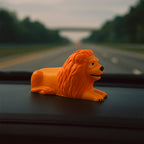 Lion Car Dashboard Toy Majestic Orange-Gold Ornament with Adhesive Base - Detail View 6