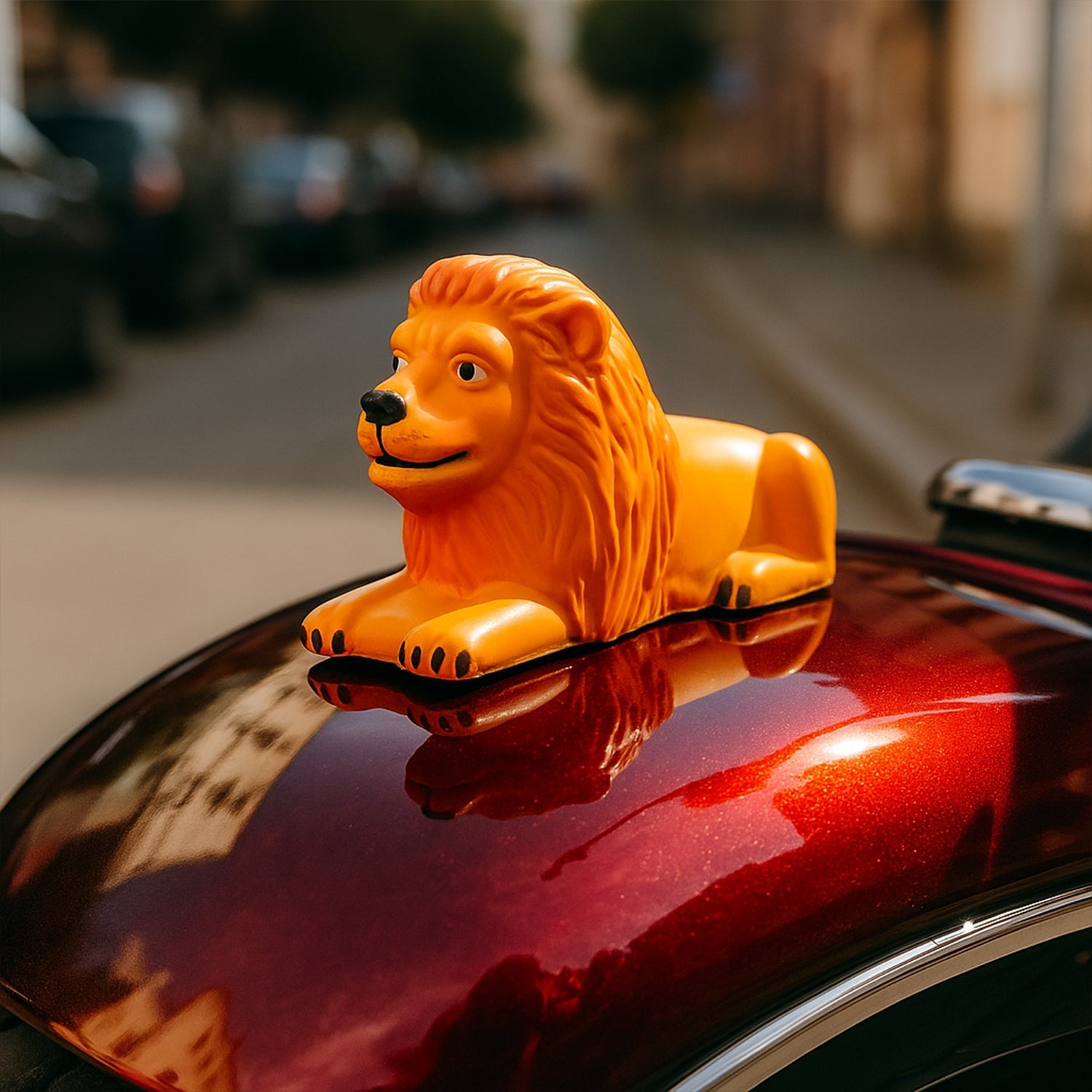 Lion Car Dashboard Toy Majestic Orange-Gold Ornament with Adhesive Base - Detail View 7