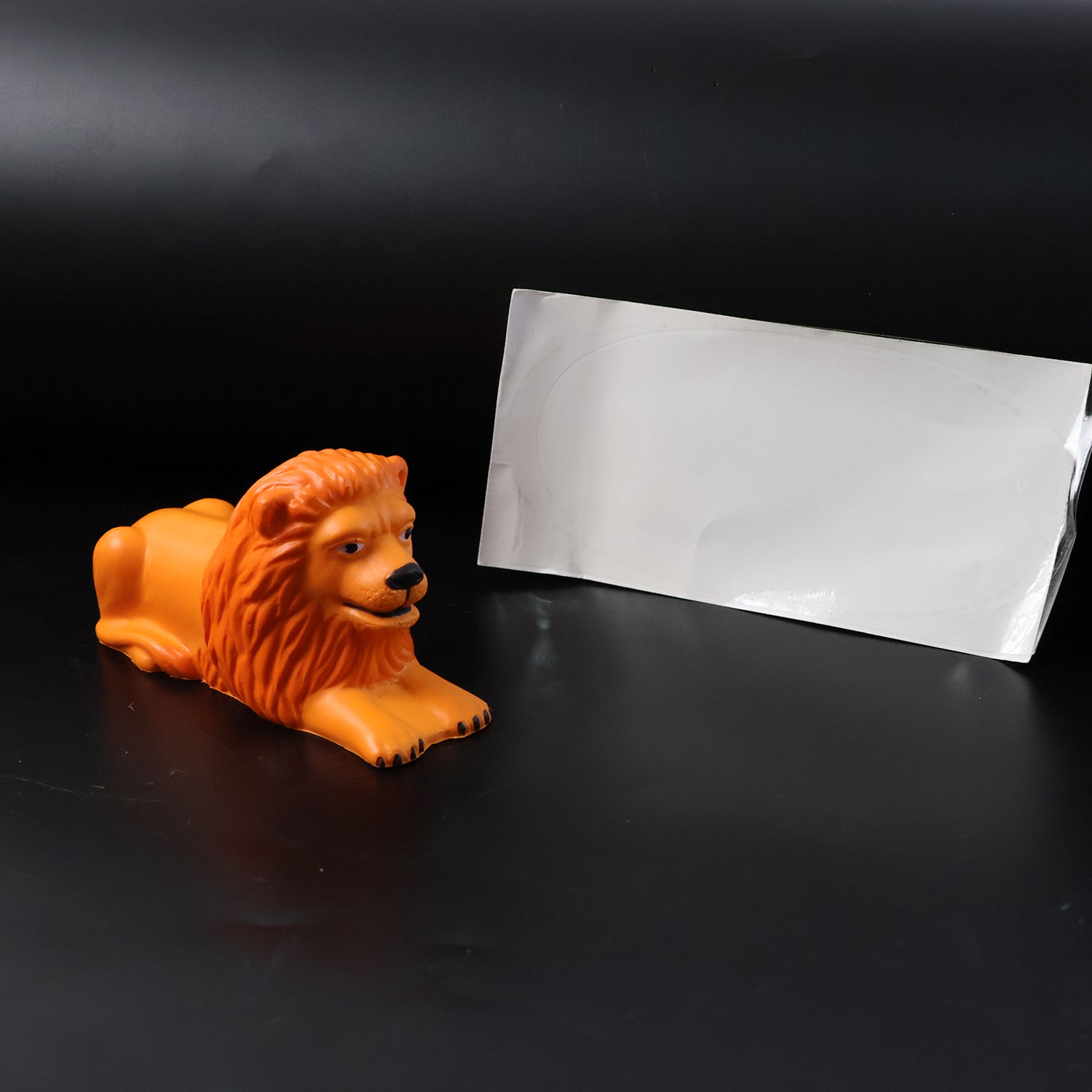 Lion Car Dashboard Toy Majestic Orange-Gold Ornament with Adhesive Base - Front View