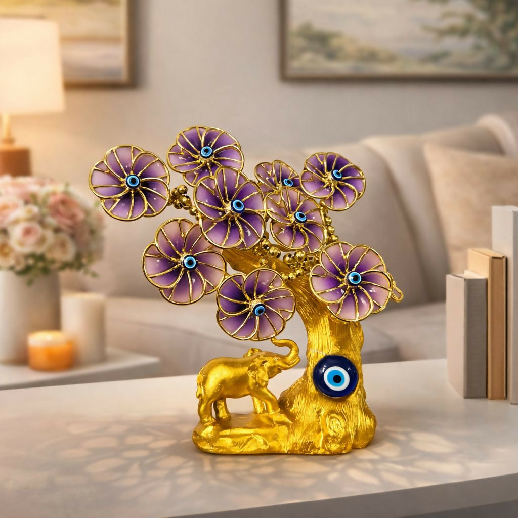 ALVENZA Golden Decorative Tree Showpiece – Elegant Elephant Accent Décor