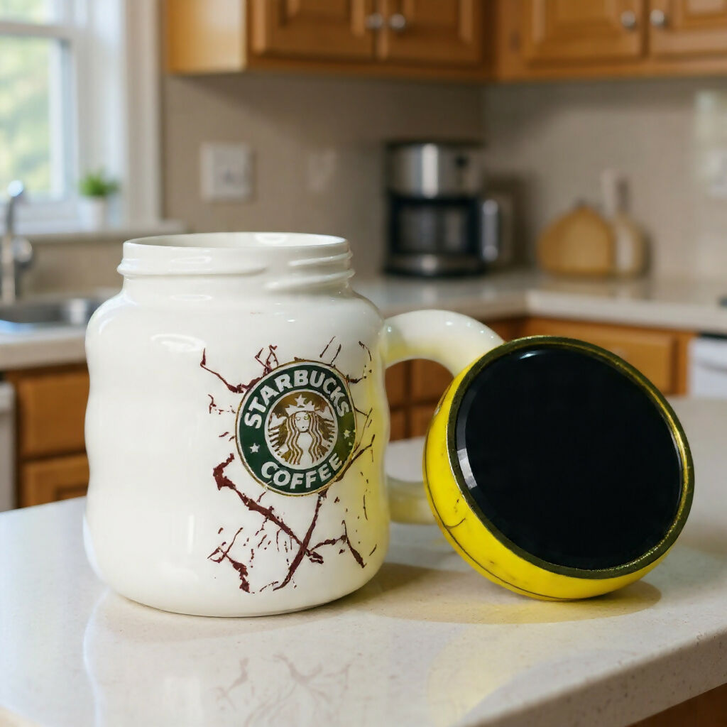 ALVENZA Ceramic Coffee Mug with Lid – Elegant Marble Design & Heat Retention
