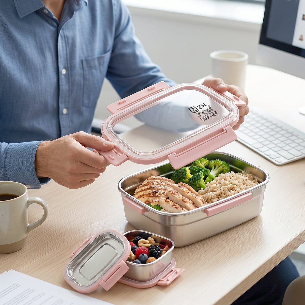 Kids Stainless Steel Lunch Box Set Leak-Proof & Durable - Detail View 8