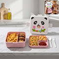 Kids Lunch Box with Compartments Panda Design & Utensils for School & Travel