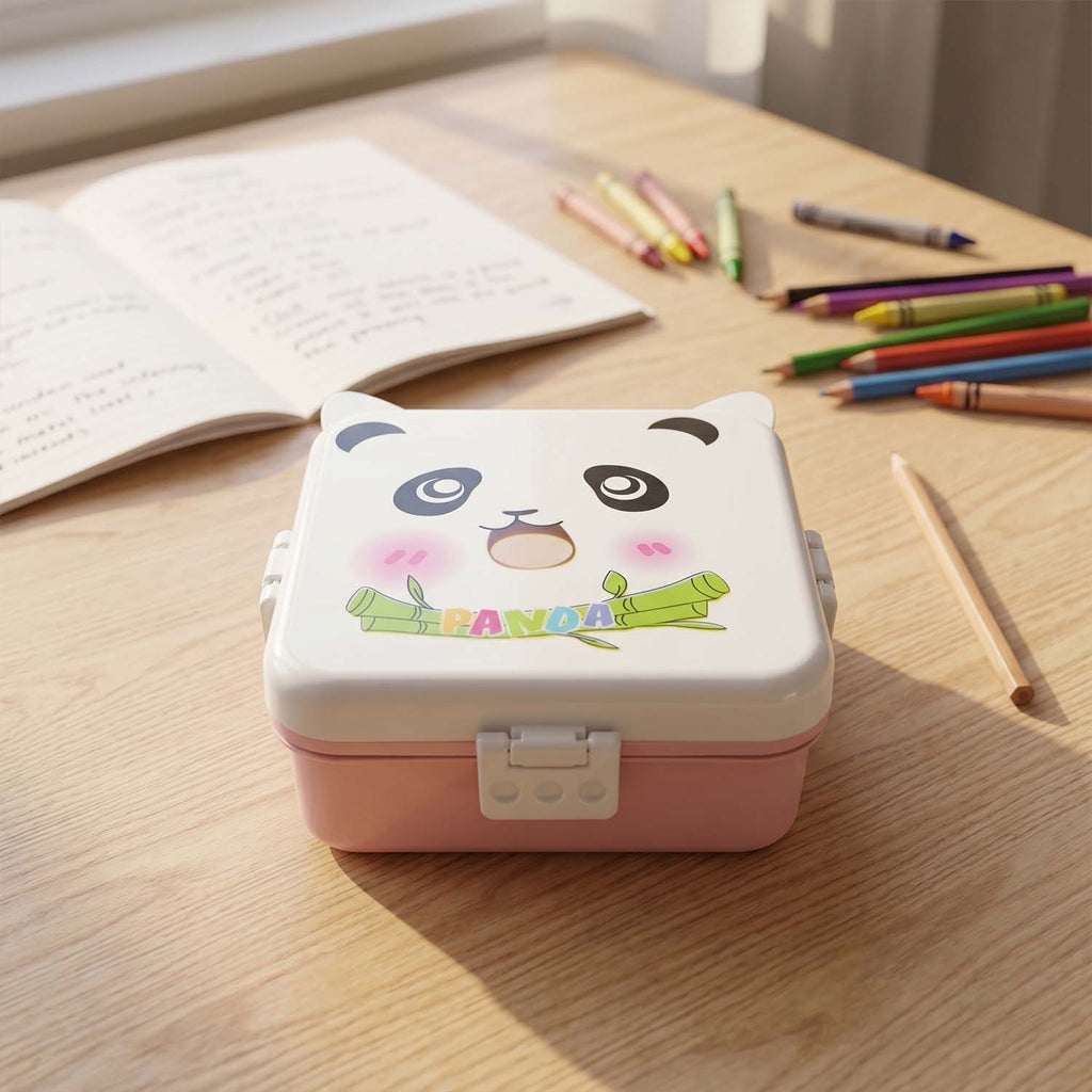 Kids Lunch Box with Compartments Panda Design & Utensils for School & Travel - Detail View 8
