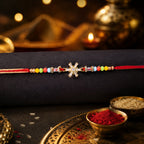 ALVENZA Snowflake AD Stone Designer Rakhi for Brother, Multicolour Beads Gift