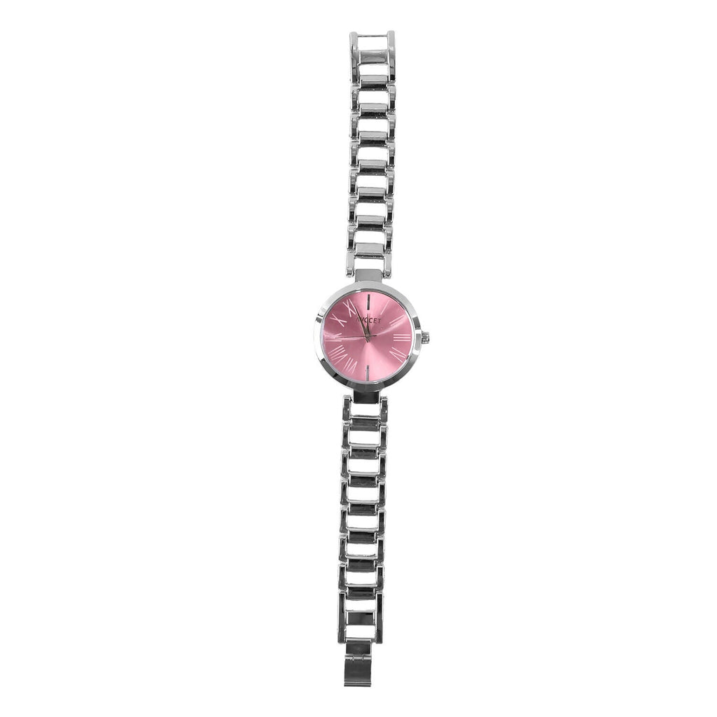 Women’s Silver Bracelet Watch – Elegant Pink Dial and Chain Strap