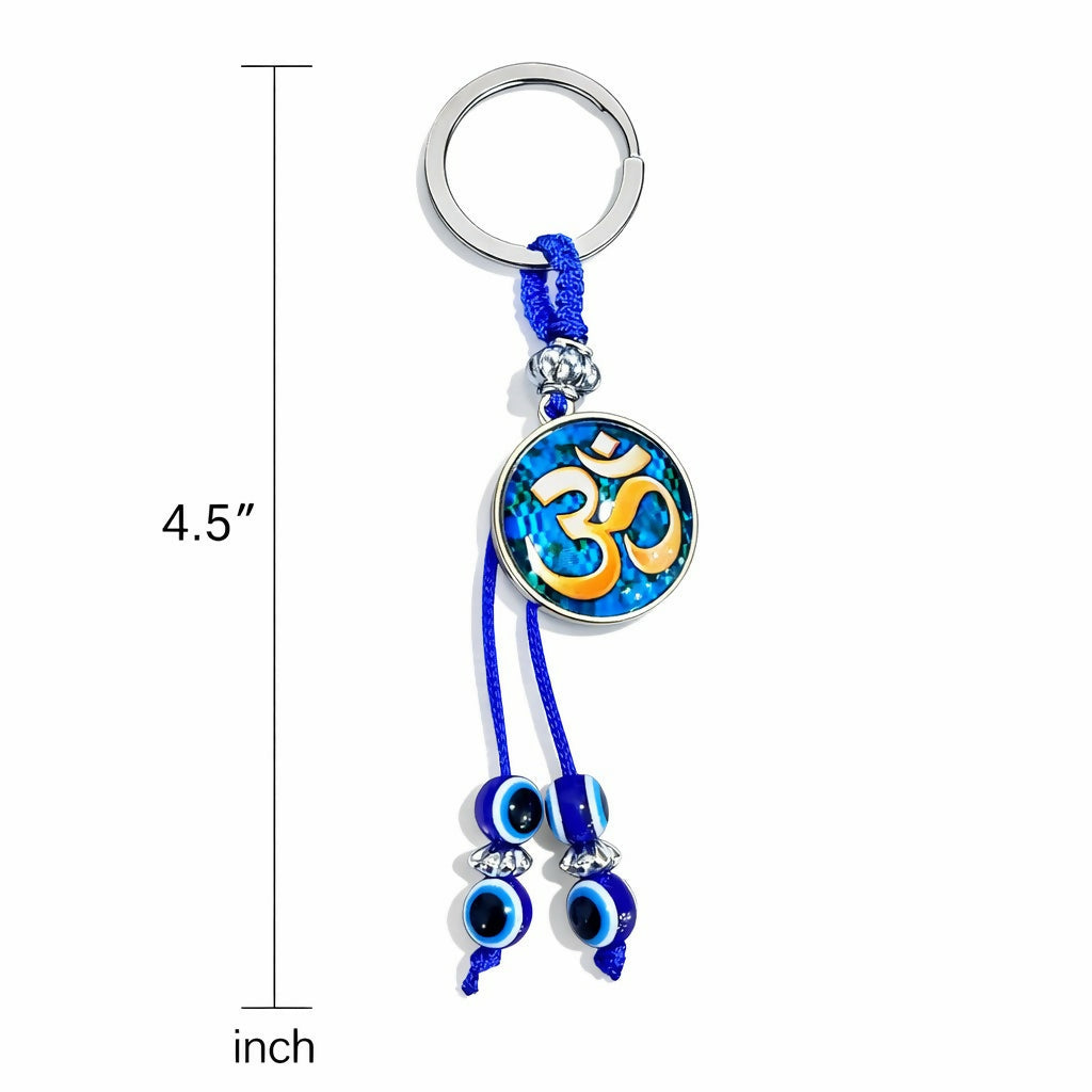 ALVENZA Om Evil Eye Keychain – Spiritual Protection with Blue Beads
