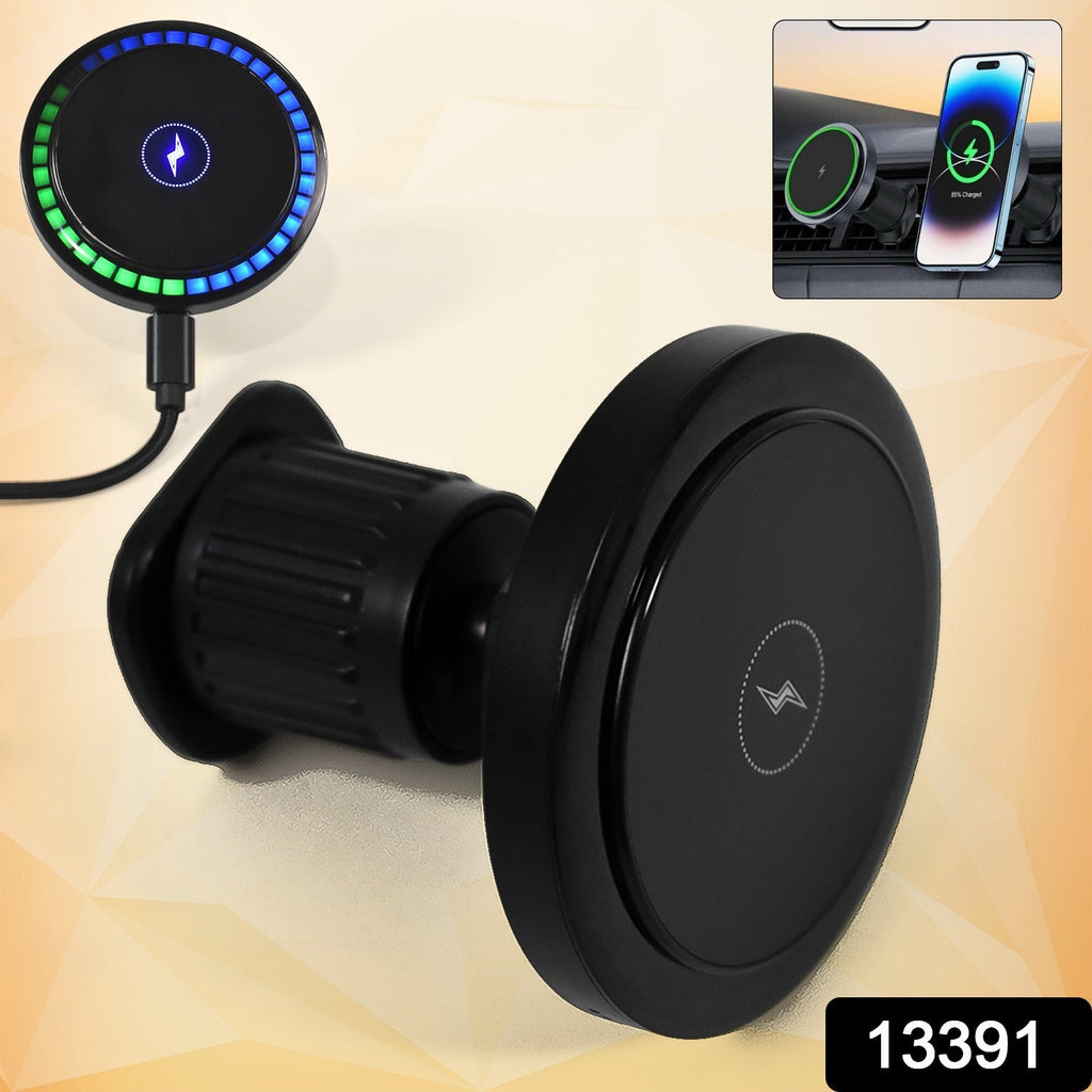 Magnetic Car Charger Wireless Phone Mount with RGB Lights - Side View