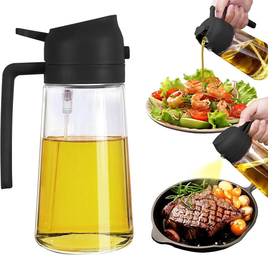 ALVENZA 2-in-1 Glass Oil Sprayer & Dispenser Bottle - Front View
