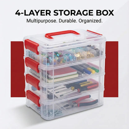  Plastic Storage Box – 4-Layer Transparent Organizer with Handle - Detail 1