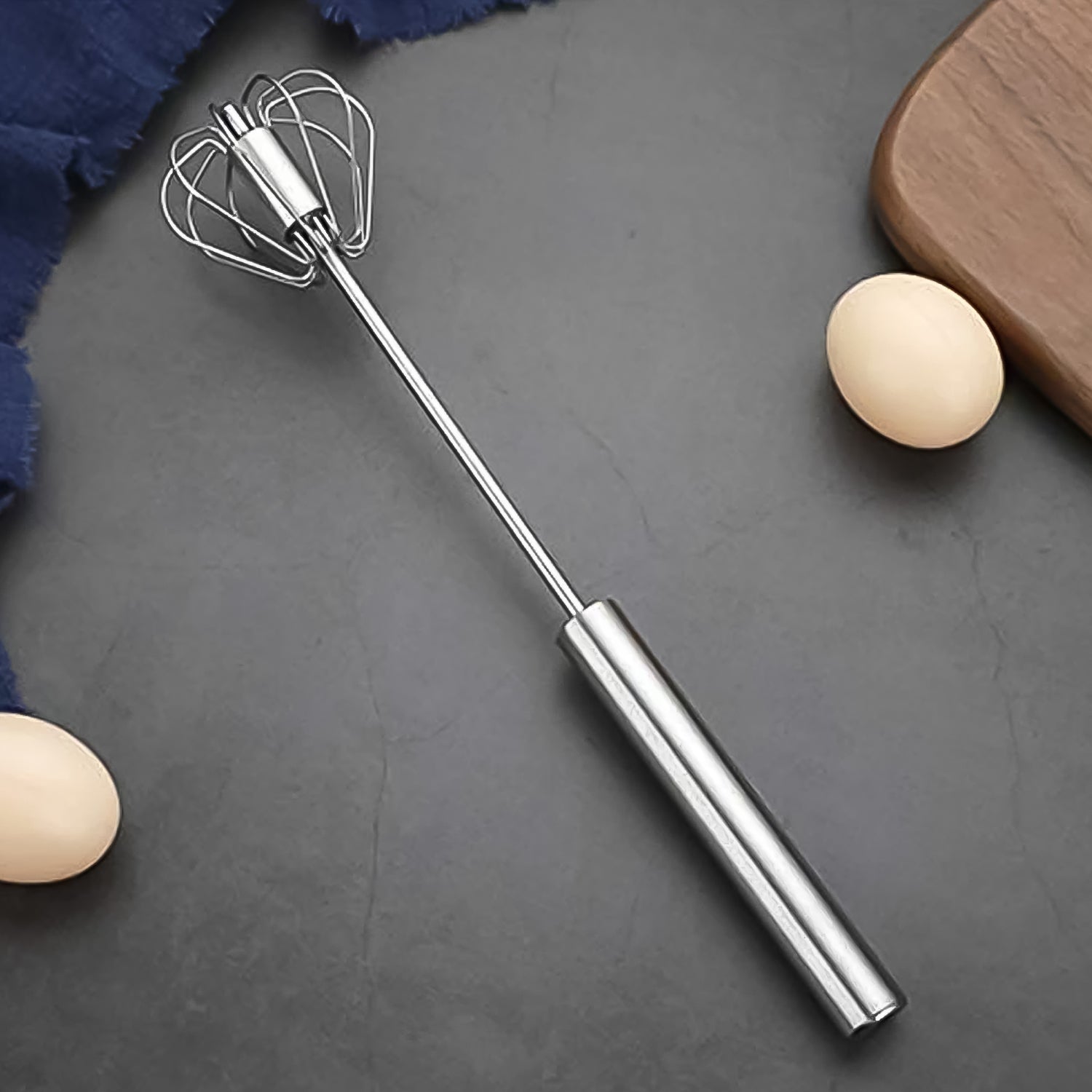  Stainless Steel Egg Whisk – Hand Push Rotary | ALVENZA - Detail 1