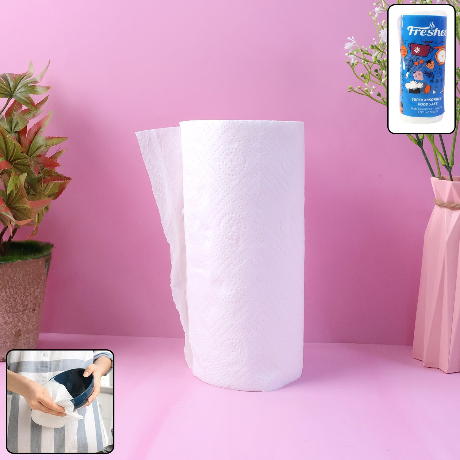  Kitchen Paper Towel Roll – 60 Super Absorbent Sheets - Detail 1