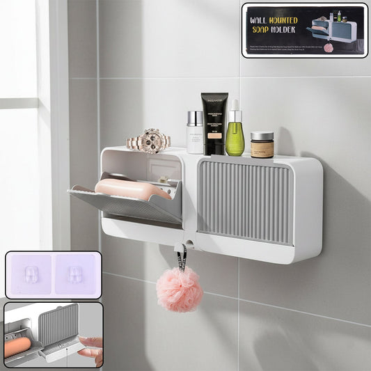  Bathroom Storage Organizer – Wall Mounted 4-Compartment Soap Holder - Detail 1