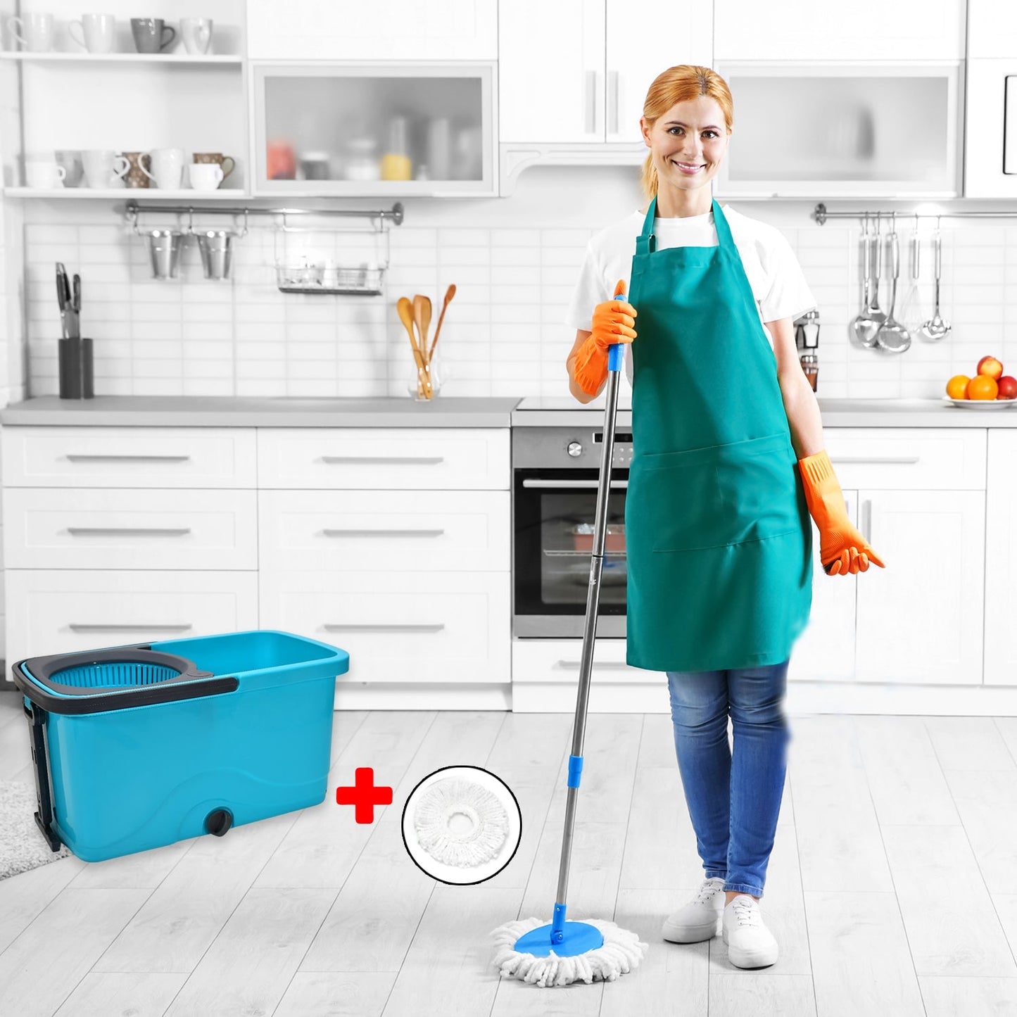 Spin Mop with Wheels & Large Bucket – Effortless Cleaning | ALVENZA - Detail 1