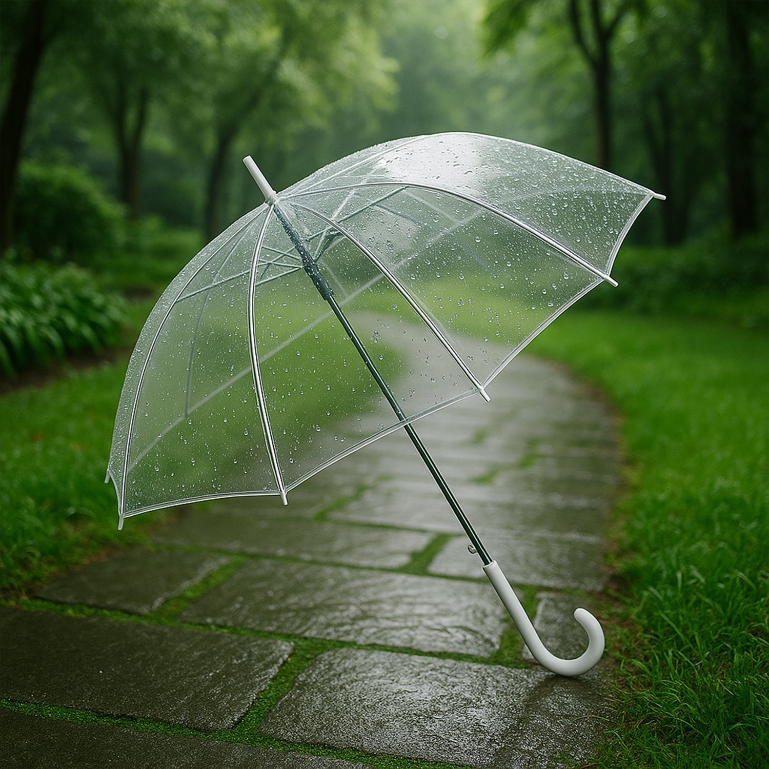  Transparent Dome Umbrella – Windproof with Comfortable Curved Handle - Detail 1