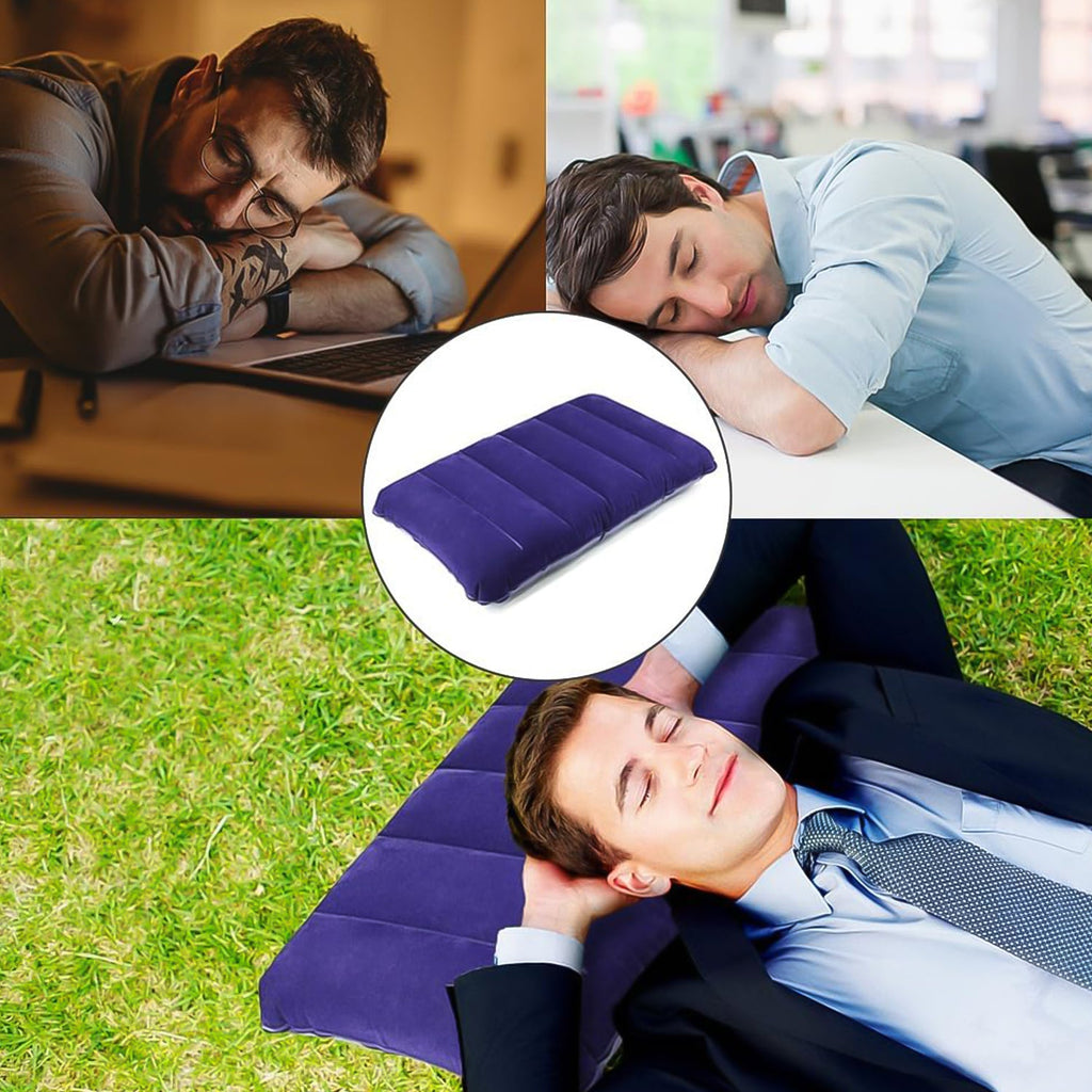  Inflatable Travel Pillow – Velvet Air Comfort (Blue) | ALVENZA - Detail 1