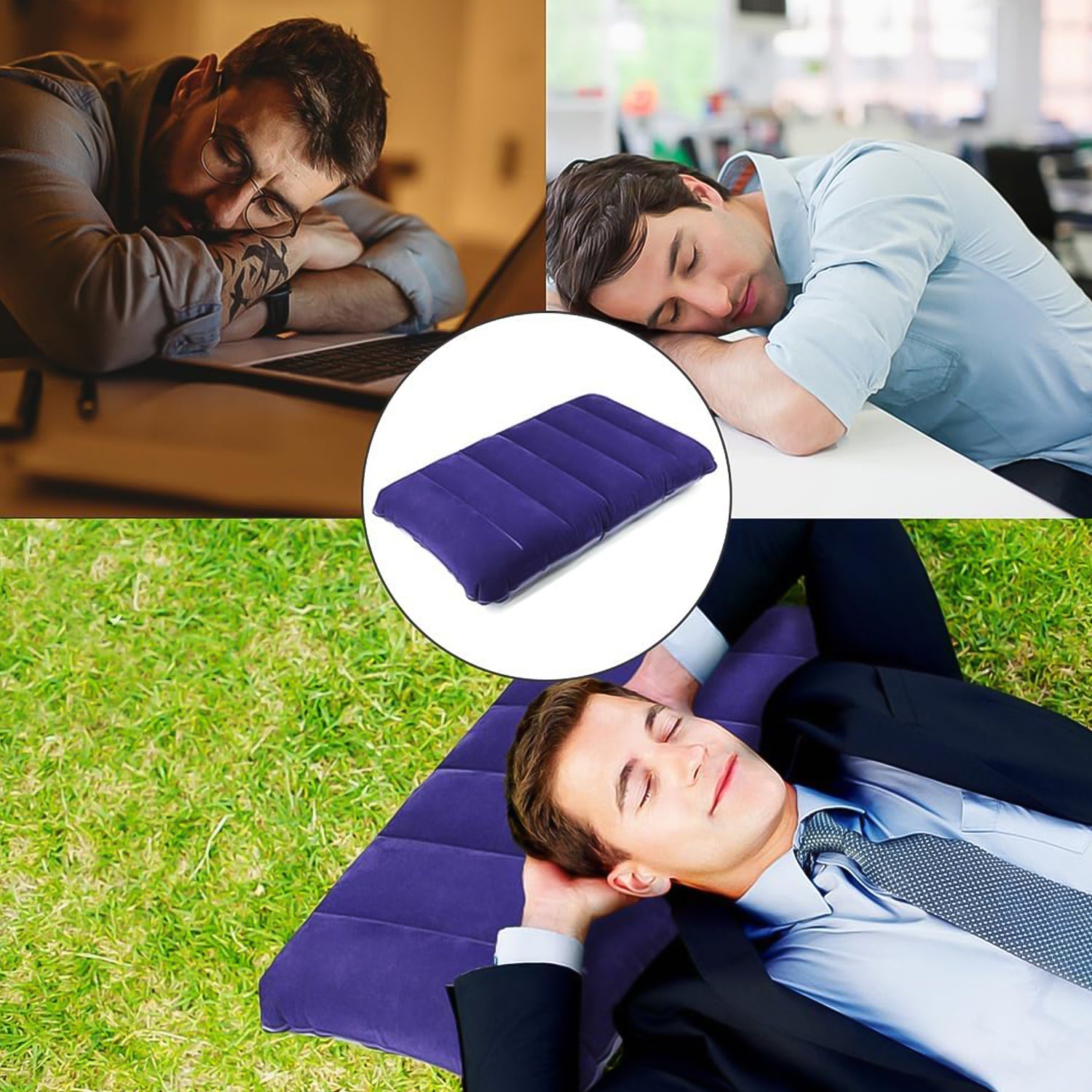  Inflatable Travel Pillow – Velvet Air Comfort (Blue) | ALVENZA - Detail 1