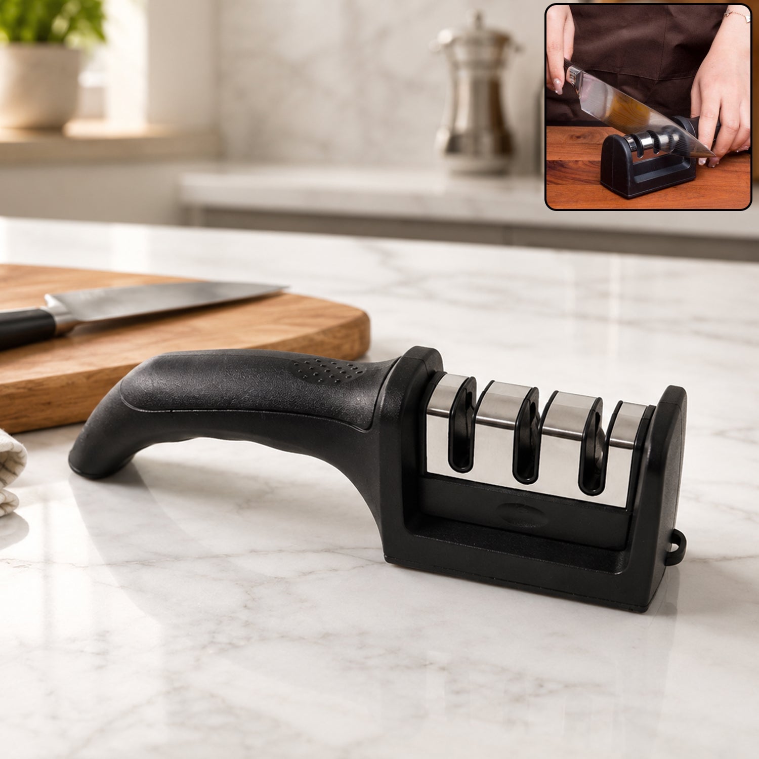  3 Stage Manual Knife Sharpener Tool for Steel and Ceramic Knives Ki... - Detail 1