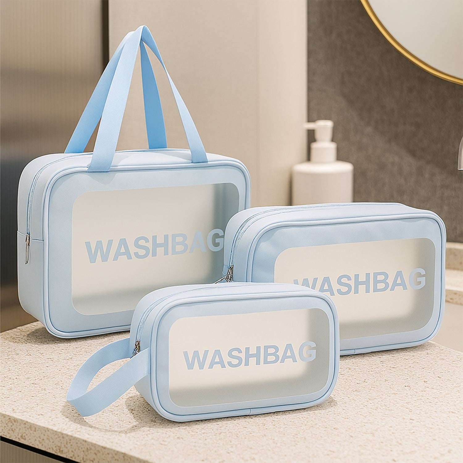  Waterproof Transparent Travel Toiletry Bag Set – 3 Sizes for Easy Organization - Detail 1