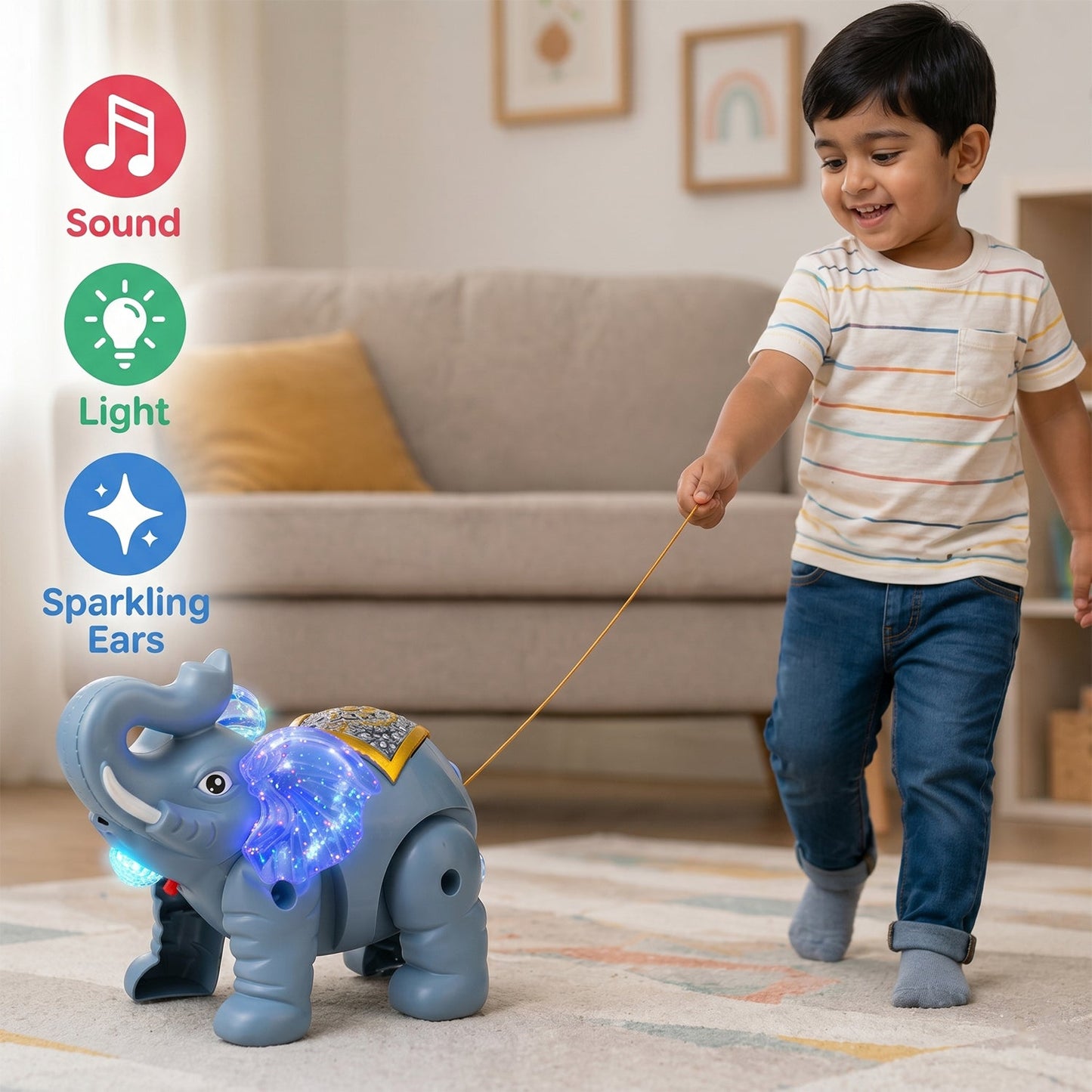  Light-Up Elephant Pull Toy – Engaging & Educational Sensory Play - Detail 1